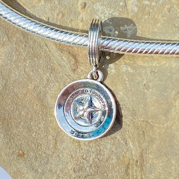 💜 Sterling Silver Marvel The Avengers Captain America Shield Dangle Charm - Picture 3 of 7